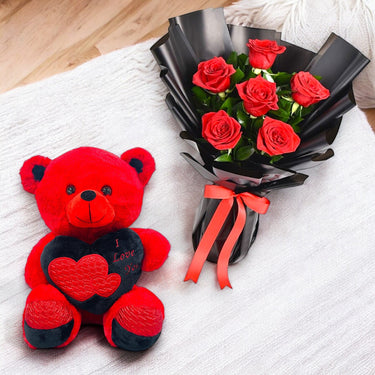 Red Roses and Teddy Bear